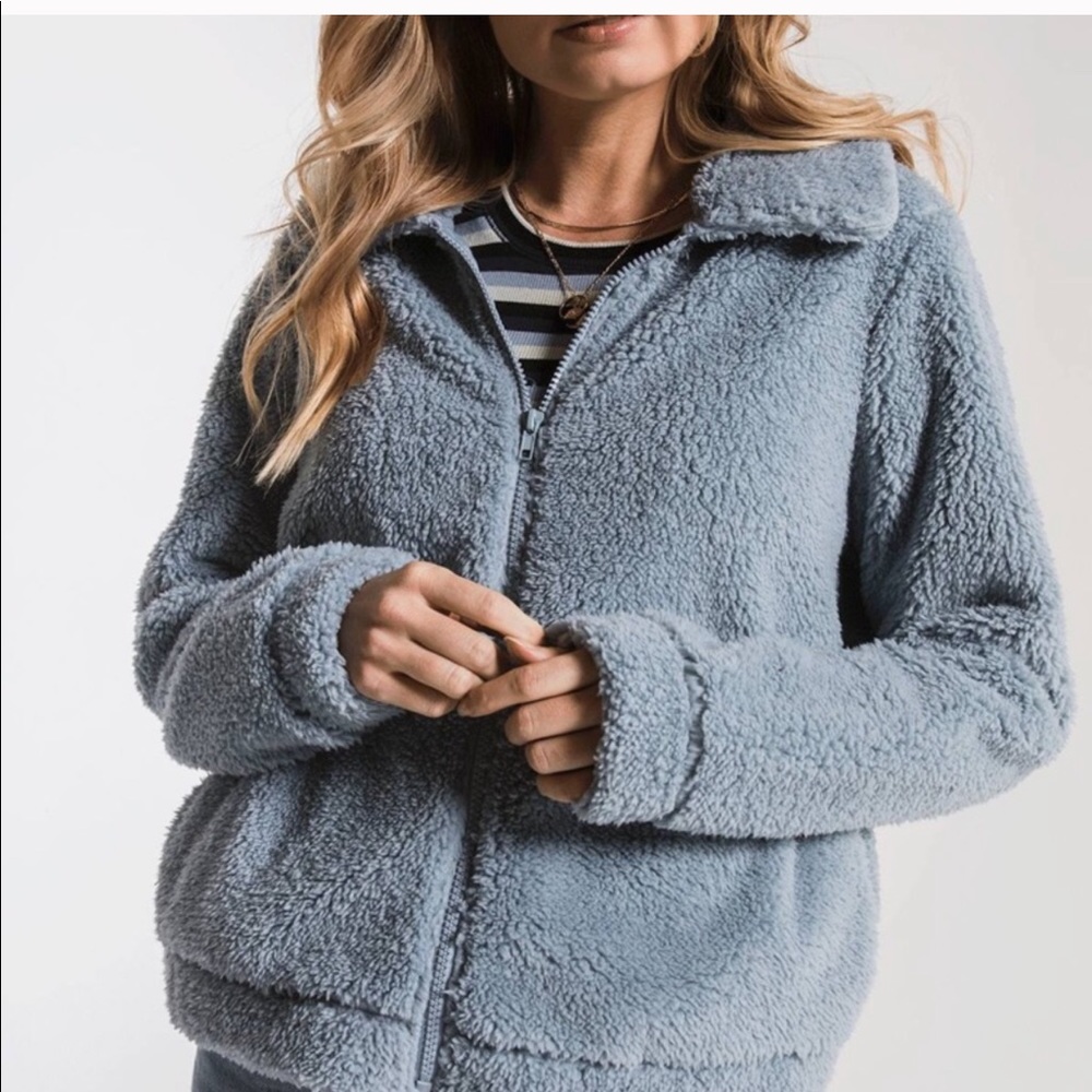 Z Supply Sherpa Ashley Blue Crop Jacket XS EUC